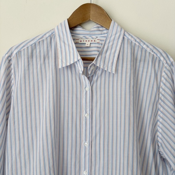 Xirena Striped Button Front Long Sleeve Shirt Large - Picture 2 of 7
